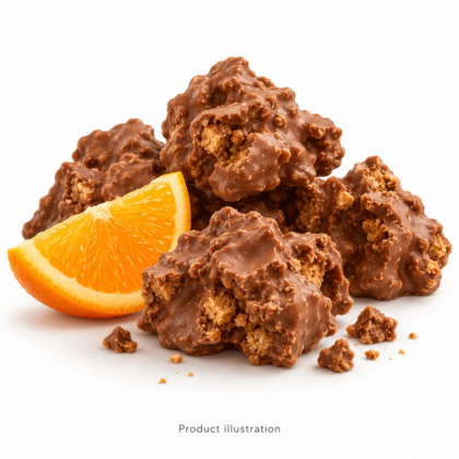Product illustration of Orange Choc Nibbles with an orange wedge